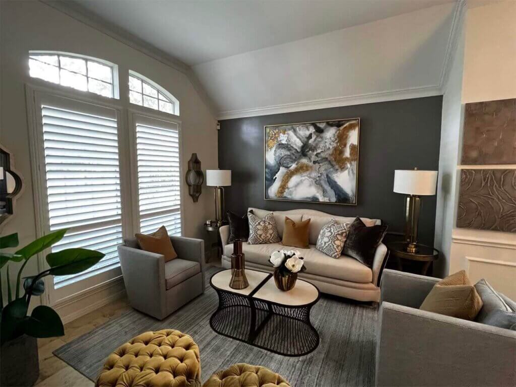 Norman Wood Shutters in Living Room Windows