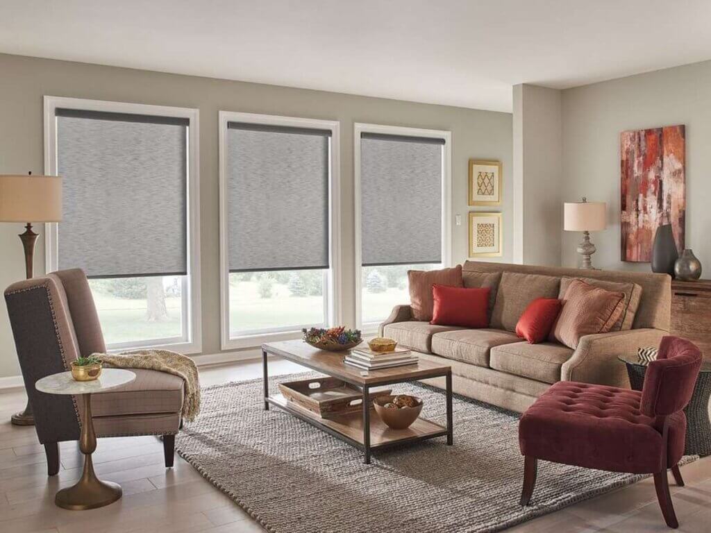 Graber Roller Shades in the living room