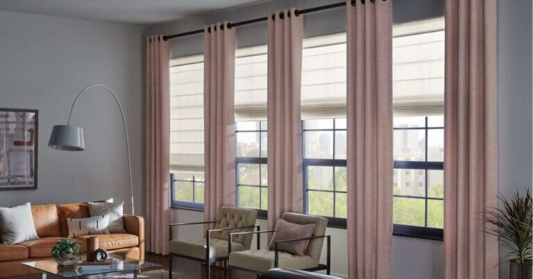 Fresco Roman Shades in Flat Style with Motorized Lift