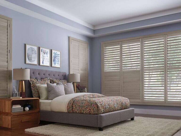 Graber Wood Shutters in the bedroom