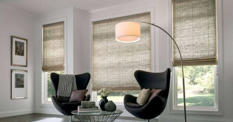 Woven wood shades made from sustainable materials like bamboo or grasses are an excellent choice for eco-conscious homeowners.